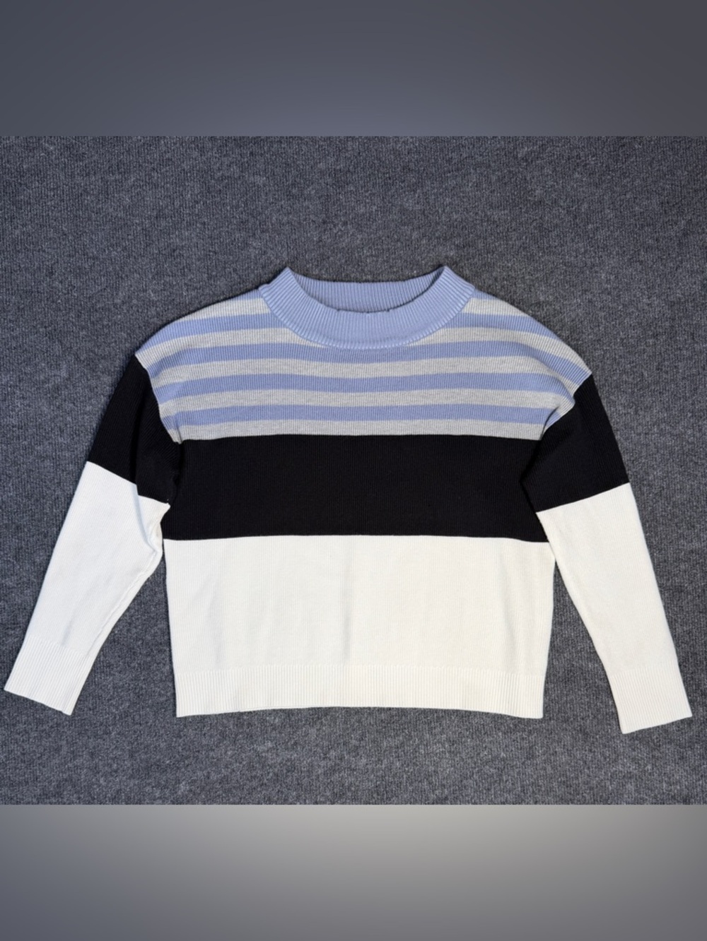 Adrianna Papell Color Block Stripe Knit Sweater Women’s S Mock Neck